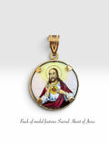 10 Karat Yellow Gold Saint Jude Thaddeus "San Judas Tadeo" and Sacred Heart of Jesus Scapular Medal