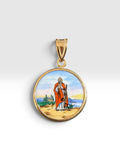10 Karat Yellow Gold Saint Jude Thaddeus "San Judas Tadeo" and Sacred Heart of Jesus Scapular Medal
