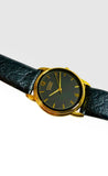 Vintage NOS 1990's Citizen Quartz Unisex Watch, Caliber 6031, 30mm Case, 17mm Genuine Black Leather Band
