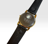 Vintage NOS 1990's Citizen Quartz Unisex Watch, Caliber 6031, 30mm Case, 17mm Genuine Black Leather Band