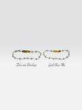 10 Karat Yellow Gold "Dios Me Bendiga" or "God Bless Me" Genuine Freshwater Pearl and Figaro Link 6" Baby/Kids Bracelet