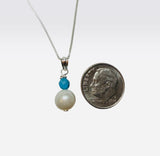 Sterling Silver Genuine 8mm Baroque Freshwater Pearl and Gemstone Pendant (available with or without chain)