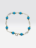 14 Karat Yellow Gold Filled Genuine 6mm Turquoise and Filigree Plaques 8" Bracelet
