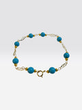 14 Karat Yellow Gold Filled Genuine 6mm Turquoise and Filigree Plaques 8" Bracelet