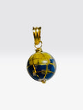 Yellow Gold Filled 3-D Enamel World Globe Charm