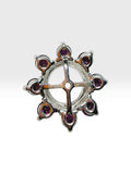 Sterling Silver Rhodolite Garnet and Black Sapphire Earring Jacket with Genuine 8mm Freshwater Pearl Stud Earrings