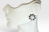 Sterling Silver Created Blue and Black Sapphire Earring Jacket with Genuine 8mm Freshwater Pearl Stud Earrings