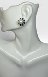 Sterling Silver Created Blue and Black Sapphire Earring Jacket with Genuine 8mm Freshwater Pearl Stud Earrings