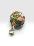 Vintage 1980's NOS 14mm Cloisonné Floral Bead Yellow Gold Filled Pendant