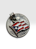 Sterling Silver Hand Enameled Flag of Puerto Rico Charm Pendant