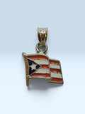 Sterling Silver Hand Enameled Flag of Puerto Rico Charm Pendant