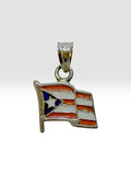 Sterling Silver Hand Enameled Flag of Puerto Rico Charm Pendant