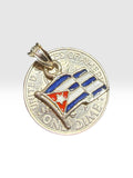 Sterling Silver Hand Enameled Flag of Cuba Charm Pendant (Made in Florida, USA)