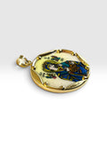 Vintage NOS 1970's 10K Yellow Gold Enameled Perpetual Help 23.7mm Medal