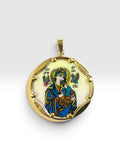 Vintage NOS 1970's 10K Yellow Gold Enameled Perpetual Help 23.7mm Medal