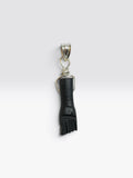 Sterling Silver Genuine Azabache Jet Mano Figa Hand Pendant