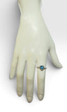 Sterling Silver Genuine Heart Blue Topaz and Diamond Ring