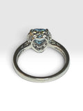 Sterling Silver Genuine Heart Blue Topaz and Diamond Ring