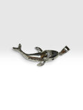 Sterling Silver Shark Pendant with Genuine Blue Sapphire Eyes