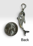 Sterling Silver Shark Pendant with Genuine Blue Sapphire Eyes