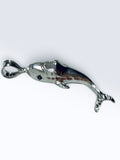 Sterling Silver Shark Pendant with Genuine Blue Sapphire Eyes
