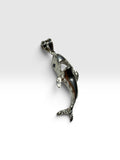 Sterling Silver Shark Pendant with Genuine Blue Sapphire Eyes