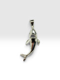 Sterling Silver Shark Pendant with Genuine Blue Sapphire Eyes