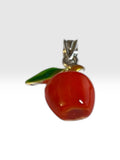 Vintage NOS 1970's Sterling Silver Hand-enameled Apple Pendant Charm