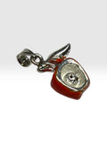 Vintage NOS 1970's Sterling Silver Hand-enameled Apple Pendant Charm