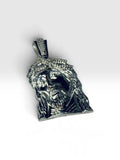 Sterling Silver Jesus with Thorns Heavy 30.3 gr 2.35-inch Pendant