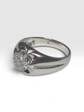 Vintage NOS 1980's 14 Karat White Gold 1/4 Carat TW (G-SI1) Genuine Diamonds Man's Cluster Ring