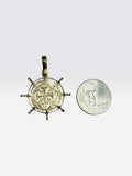 10 Karat Yellow Gold Reproduction Atocha Coin Boat Wheel Pendant