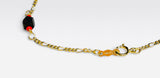 14 Karat Yellow Gold Genuine 4mm Azabache Jet Oval ID Dainty/Petite Ladies 7" Figaro Link Bracelet