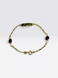 14 Karat Yellow Gold Genuine 4mm Azabache Jet Oval ID Dainty/Petite Ladies 7" Figaro Link Bracelet