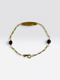 14 Karat Yellow Gold Genuine 4mm Azabache Jet Oval ID Dainty/Petite Ladies 7" Figaro Link Bracelet