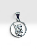 Vintage NOS 1990's Sterling Silver Guardian Angel Cherub Open Charm Pendant