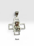 Sterling Silver Ecce Homo "Gran Poder" Jesus with Thorns on Open Cross Pendant