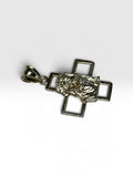 Sterling Silver Ecce Homo "Gran Poder" Jesus with Thorns on Open Cross Pendant