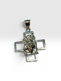 Sterling Silver Ecce Homo "Gran Poder" Jesus with Thorns on Open Cross Pendant