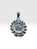 Vintage NOS 1970's Sterling Silver Miraculous Virgin Mary Medal on Wreath Pendant