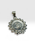 Vintage NOS 1970's Sterling Silver Miraculous Virgin Mary Medal on Wreath Pendant