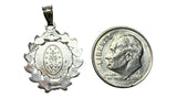 Vintage NOS 1970's Sterling Silver Miraculous Virgin Mary Medal on Wreath Pendant