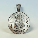 Sterling Silver Saint Barbara "Santa Barbara" 50mm (1.96" Diameter) with Genuine Ruby Handmade Medal Pendant