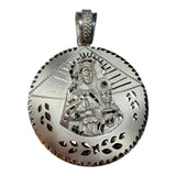 Sterling Silver Saint Barbara "Santa Barbara" 50mm (1.96" Diameter) with Genuine Ruby Handmade Medal Pendant
