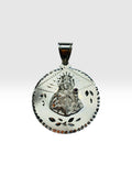 Sterling Silver Saint Barbara "Santa Barbara" with Genuine Ruby 39mm (1.53") Diameter Medal Pendant
