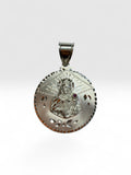 Sterling Silver Saint Barbara "Santa Barbara" with Genuine Ruby 39mm (1.53") Diameter Medal Pendant