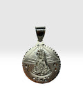 Sterling Silver 36mm (1.41") Diameter Our Lady of Charity "Caridad del Cobre" Medal Pendant