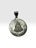 Sterling Silver 36mm (1.41") Diameter Our Lady of Charity "Caridad del Cobre" Medal Pendant