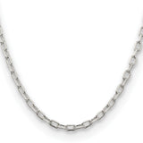 Goldia Sterling Silver Rhodium Plated Diamond-Cut Open Link Cable Chain, 7 in