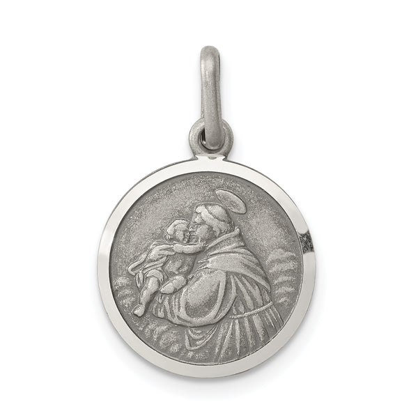 Saris and Things 925 Sterling Silver Antiqued Saint Anthony Medal